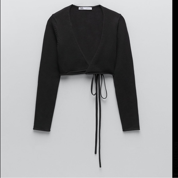 Zara V neck wrap knit long sleeves top blazer - Picture 1 of 8
